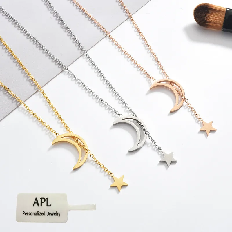 APL-Женская Соблазнительная Роза из нержавеющей стали Золотая Луна Звезда роза