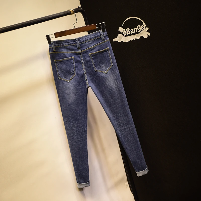 Новый Для женщин проблемных Высокая Талия Джинсы для стрейч джинсовые штаны