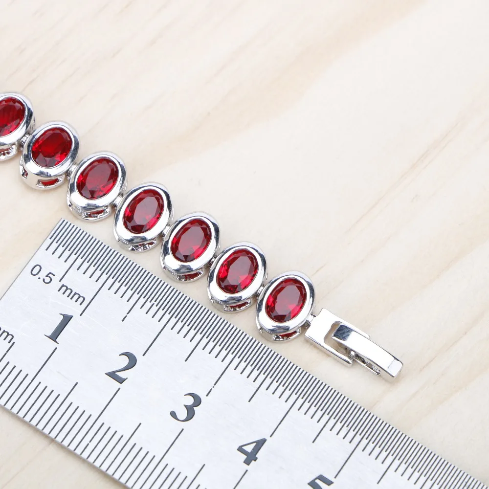 Браслет для женщин Овальный Красный кубический циркон серебро 925 ювелирные