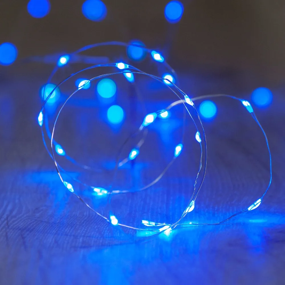 Magicnight 20 Blue Micro LED String Lights on 7 Feet Extra Thin Copper Wire for DIY Wedding Centerpiece Included Battery | Лампы и