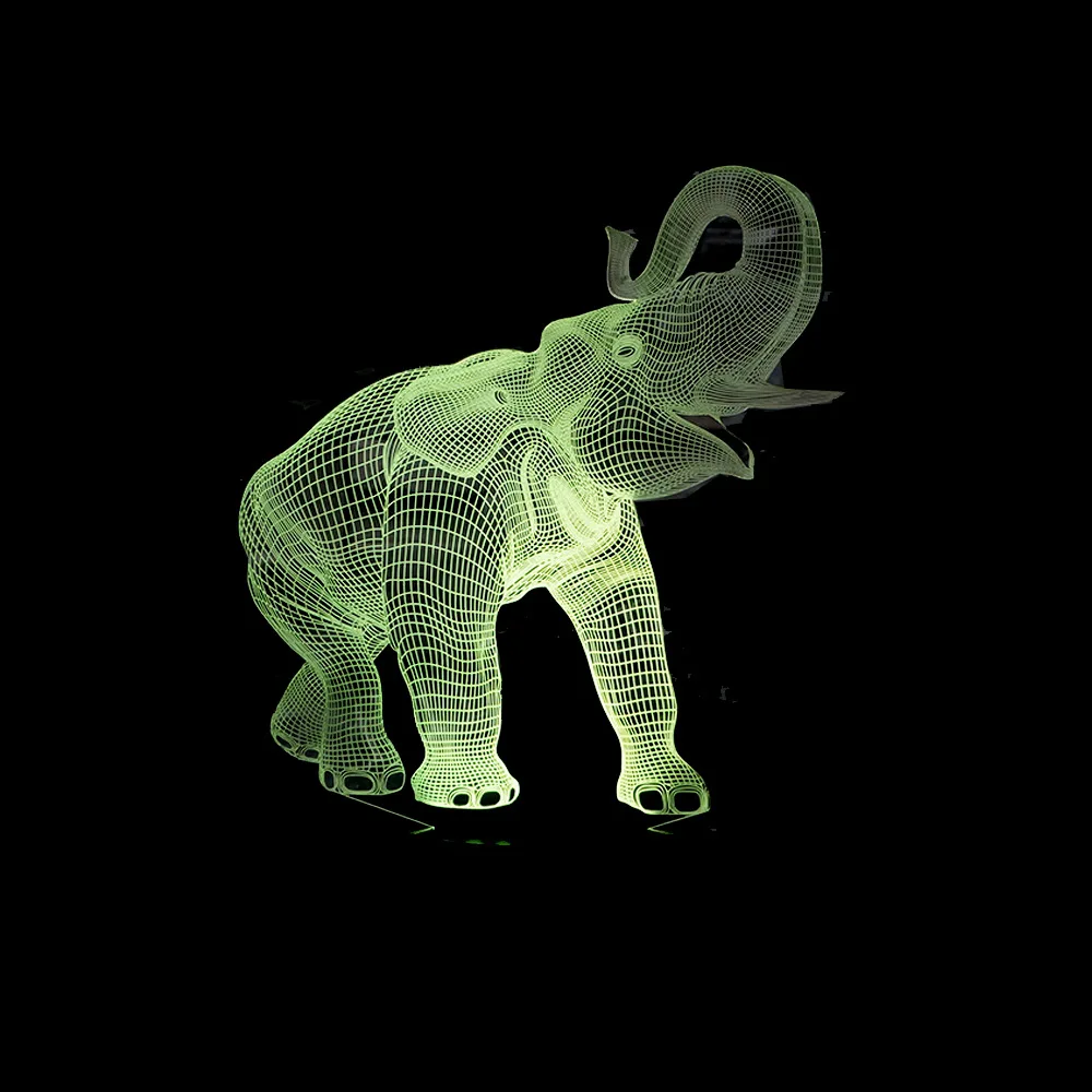 

New Elephant 3d Night Light 7 Colorful Touch Led Lamp Stereo Visual Gifts 3d Light Fixtures Luminaria De Mesa Table Lamp