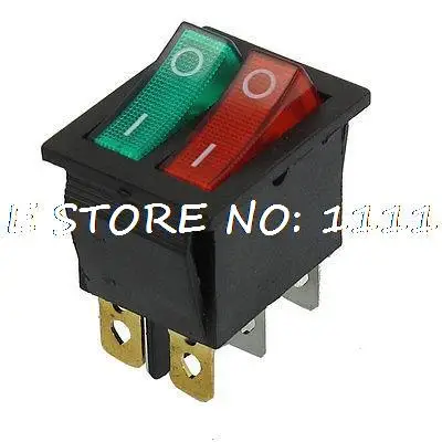 250VAC 10A/125VAC 15A красный зеленый свет лампы двойной SPST на выключенном перекидном