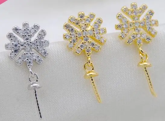 925 серебряные жемчужные аксессуары снежинки украшения для ногтей Анти-аллергия |