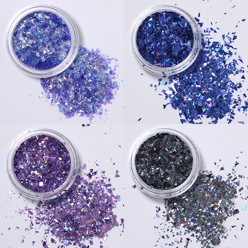 1 г/флакон блестки для ногтей синие фиолетовые блестящие нестандартные хлопья