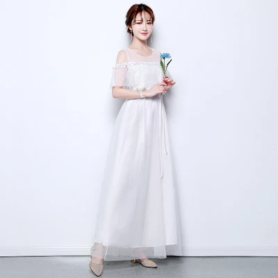 V10 white Длинный Красивый короткий рукав белое платье для подружки невесты Выходные туфли на выпускной 5 видов стилей свадебное вечернее платье, размеры от 2 до 14 лет, а также размер 16 SW0050 - Цвет: V10 white
