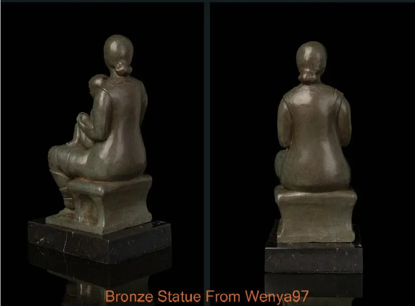 Ар-деко скульптура мать и сын семьи тема бронзовая статуя QQ |