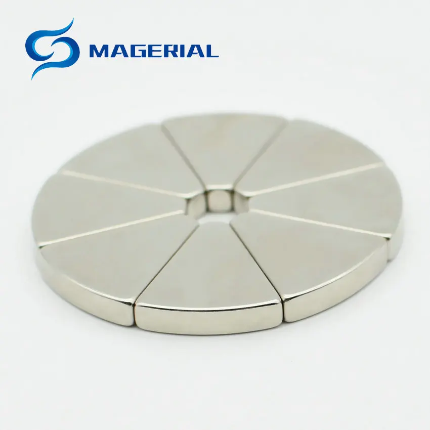N42 NdFeB магнит дугового сегмента диаметр 60 мм OD60xID10x45DEGx5mm для генераторов ветряных
