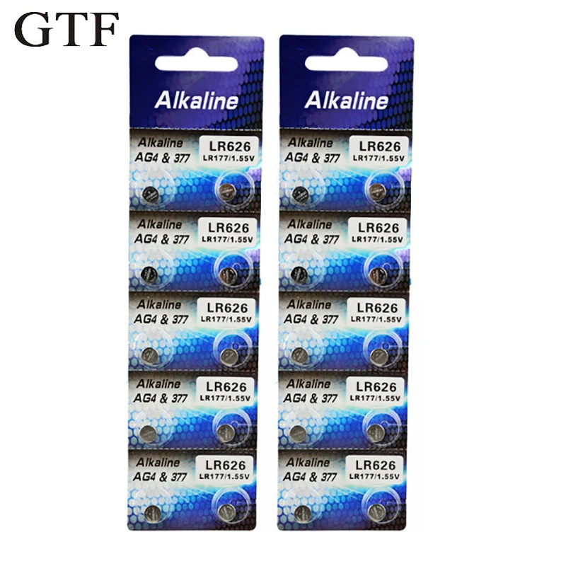Батарейка GTF 20 шт. 1 5 В AG4 LR626 LR66 377 SR626SW 177 для mp3-плееров игрушек часов Zn/MnO2 |