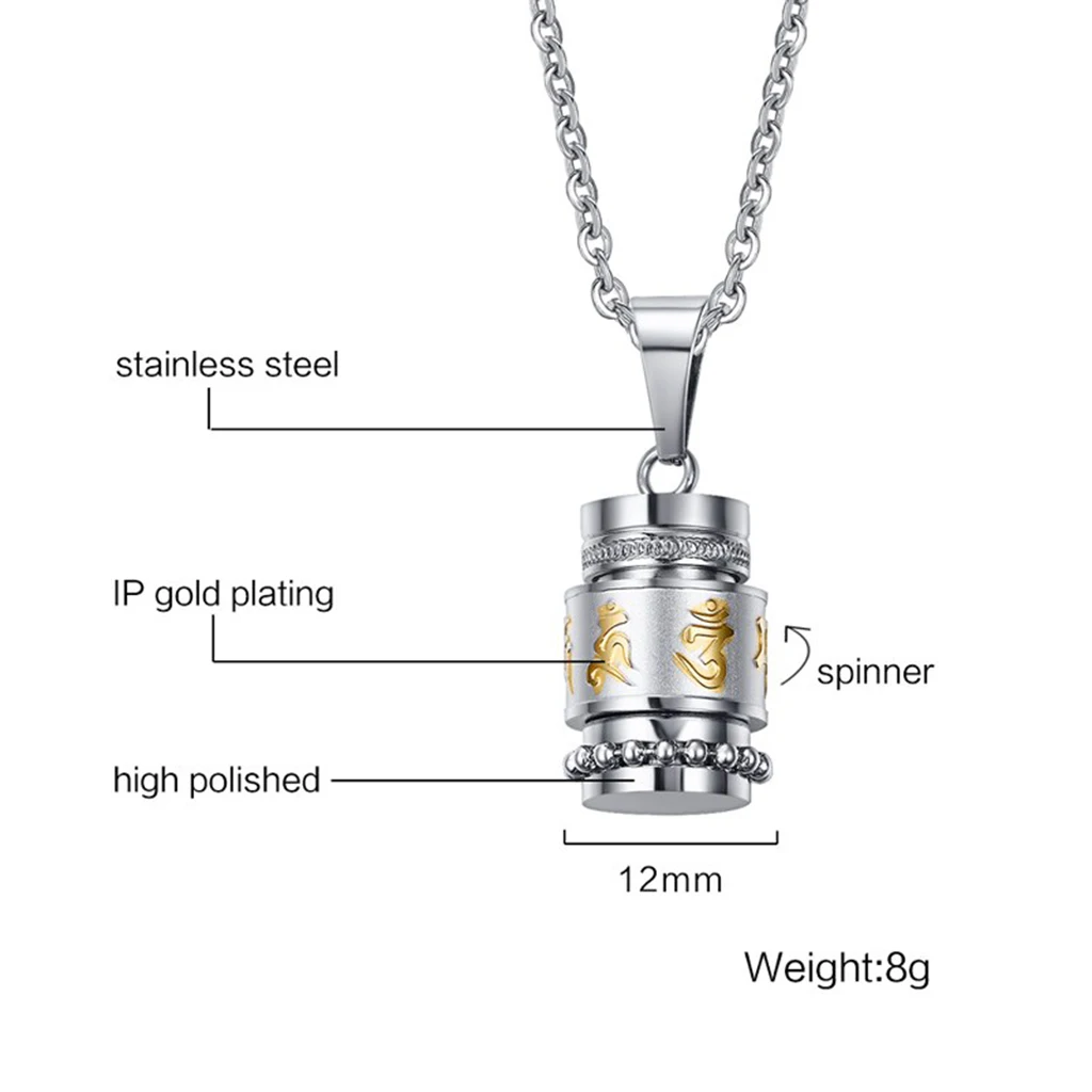 Polished Tone Steel Buddhist Mantra Prayer Bottle Keepsake Urn Memorial Necklace Jewelry Ash Pendant Cremation | Украшения и