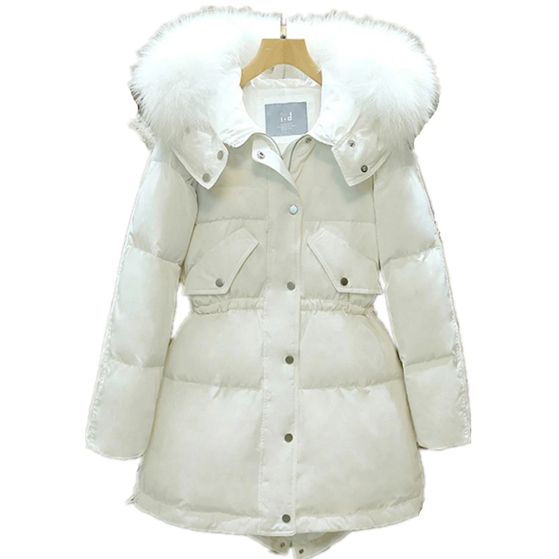 Новинка 2019 модное зимнее пуховое хлопковое пальто большой меховой воротник на