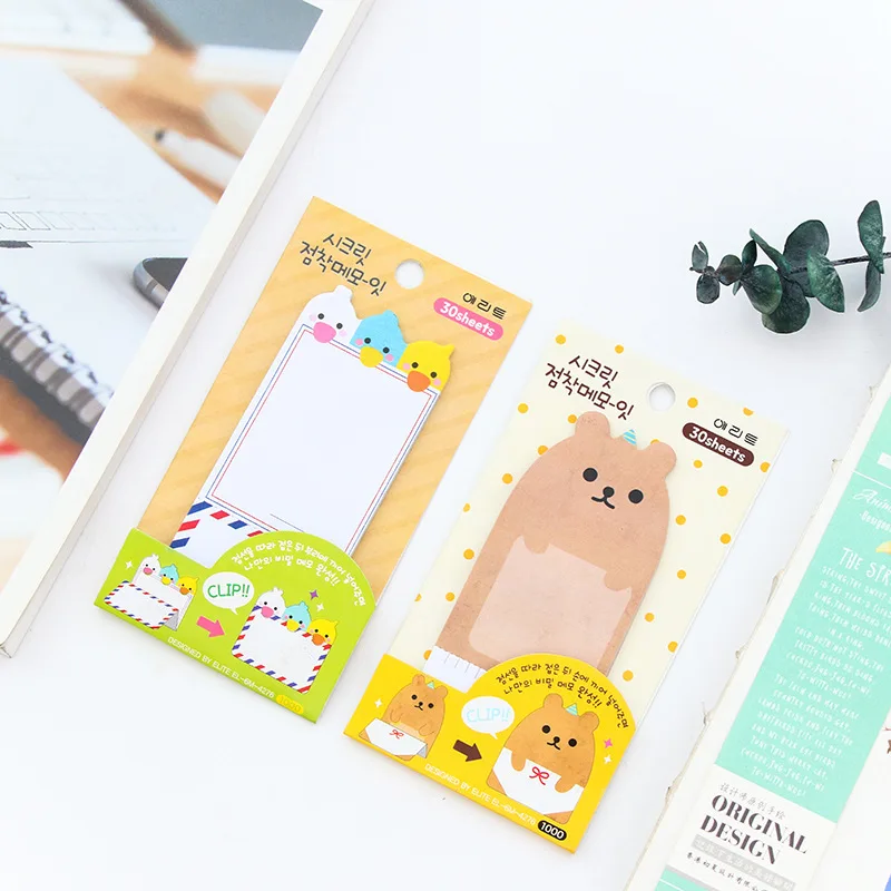30 шт./лот милый мультфильм животных Panda Cat Медведь Memo Pad Прекрасный Kawaii Чик Пингвин