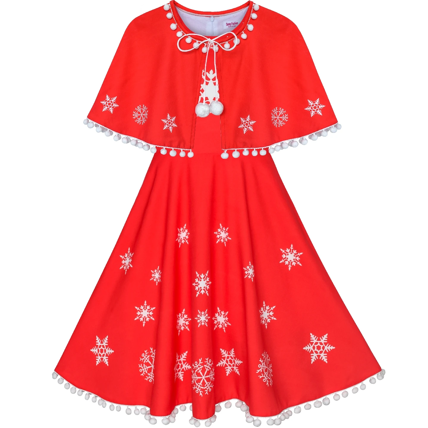 Sunny Fashion платья для девочек платье Цветок Девушка Платье красный Плащ-плащ