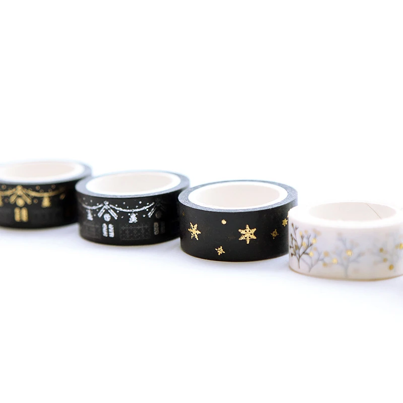 1 шт. Рождественская Золотая фольга серебряная декоративная лента Цветная васи