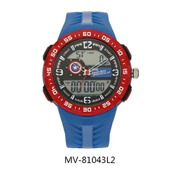 MV-81043L2 Marvel Мстители Капитан Америка супер герой подростковый спорт Многофункциональные 5 бар водонепроницаемые часы резиновый светодиодный светящийся Часы Дисней - Цвет: MV-81043L2