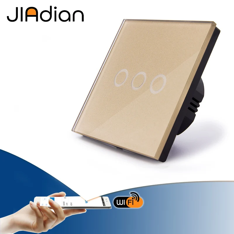 JIADIAN оригинальный стандарт ЕС 1/2/3 Wi Fi сенсорный выключатель с приложением панель