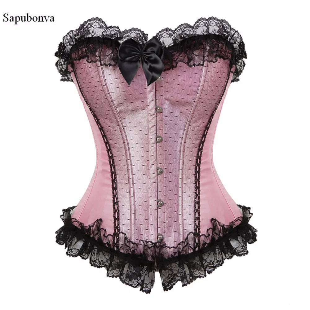 Sapubonva корсеты и бюстье размера плюс burlesque dentelle талии тренера овербюста корсет Кружева Готический корсетное белье баска