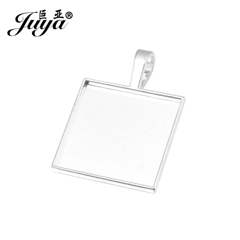 4pcs Wholesale JUYA 25 мм квадратный Сплав Кабошон Камея База лоток пустой Fit 25 мм стеклянный кулон DIY ювелирных изделий фурнитура - Цвет: 4pcs Wholesale