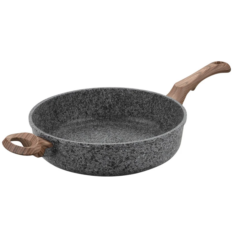 28 см каменная антипригарная сковорода с термостойкой бакелитовой ручкой