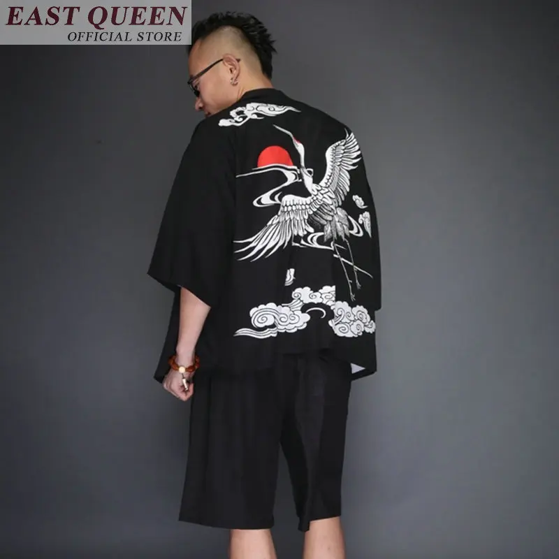 Японское кимоно yukata kimino haori кардиган мужской kimino халат для мужчин черный принт японский Топ Haori Япония Одежда FF376 A