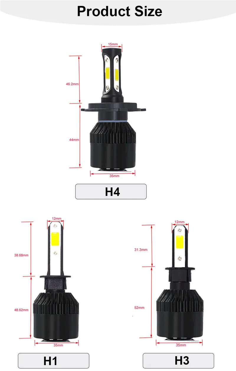 Czpvq мини автомобилей головной светильник H4 H7 Canbus светодиодный H11 H1 H8 9005 9006 880 881 H3 H9 3000K 4300K 6500K 8000K светодиодный лампы Противотуманные фары Дневные Фары Светильник 12V