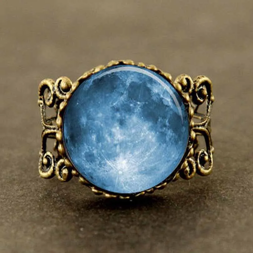 Винтажное кольцо с кабошоном 1 шт./лот изображением Галактики космоса меди