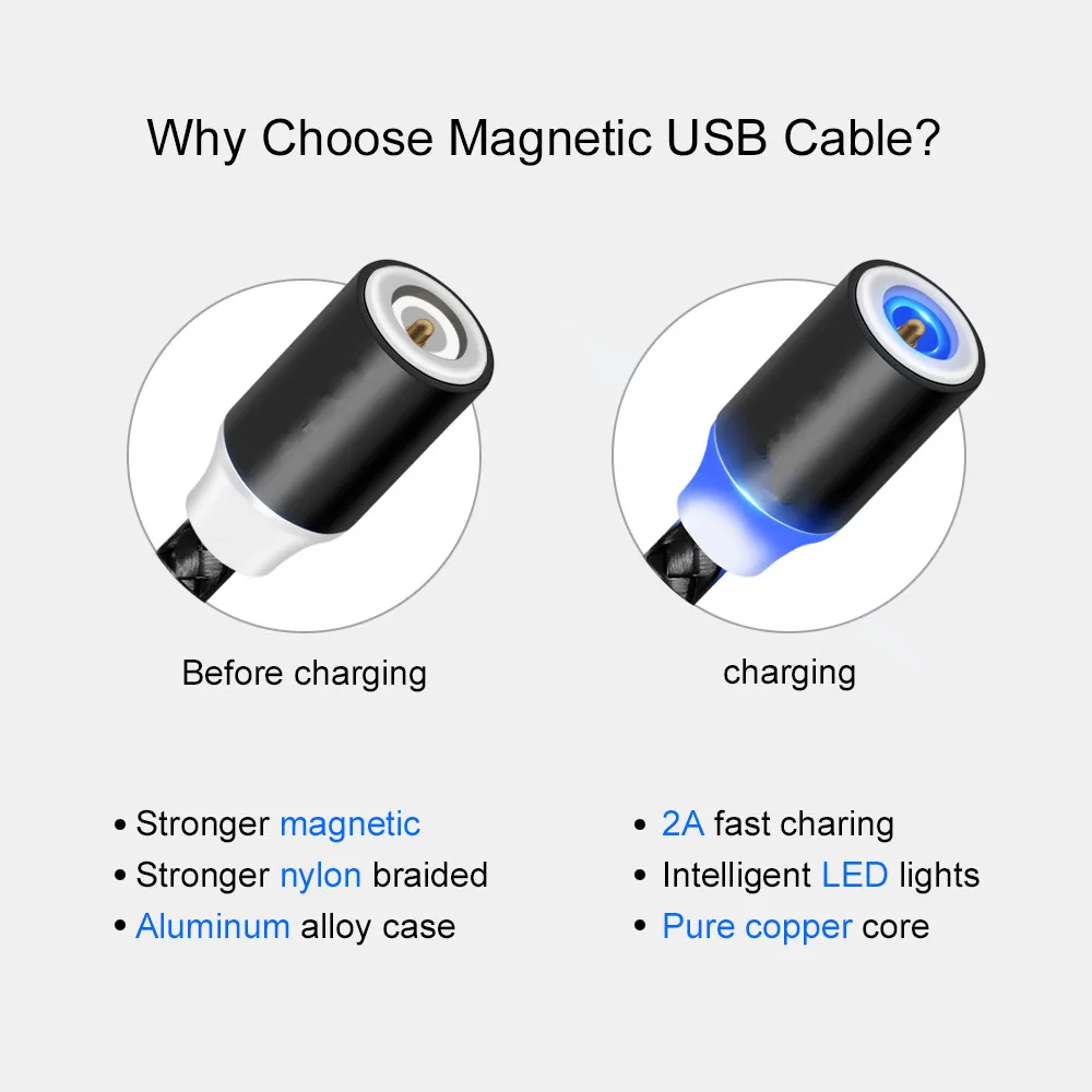 1 м Магнитный зарядный кабель для iphone 6 7 8 plus X XR XS Max Micro usb Type C Samsung A50 A10 S8 S9 Note 10 9