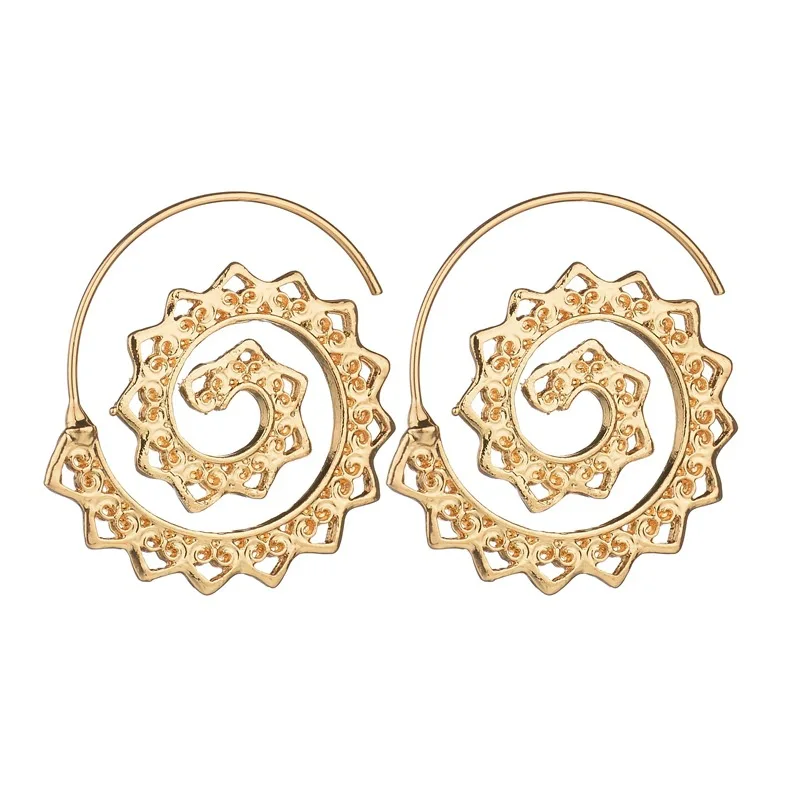 Этнические серьги ретро изделия богато Swirl Gypsy индейских племен для Для женщин
