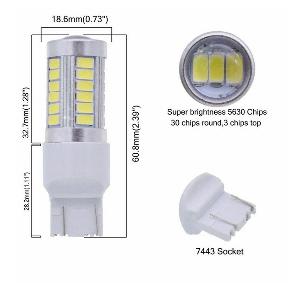 4 шт. автомобильные задние светодиодсветодиодный лампы 12 В 7440 7443 W21W 33SMD |