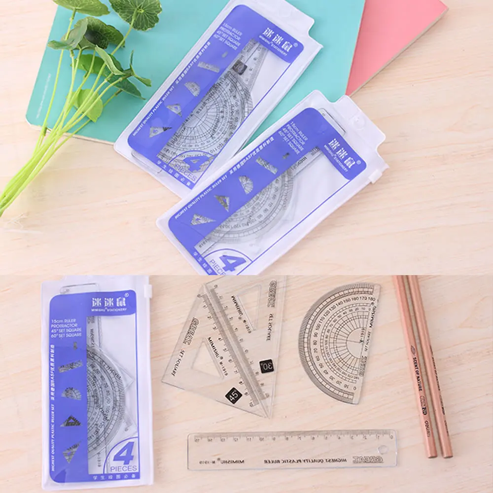 4 шт. высококачественные практичные Канцтовары прямая Линейка треугольная