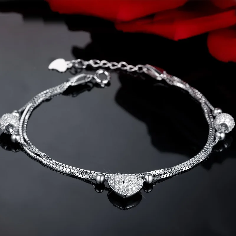 Подарок на день Святого Валентина браслет с белыми бриллиантами изящные женские