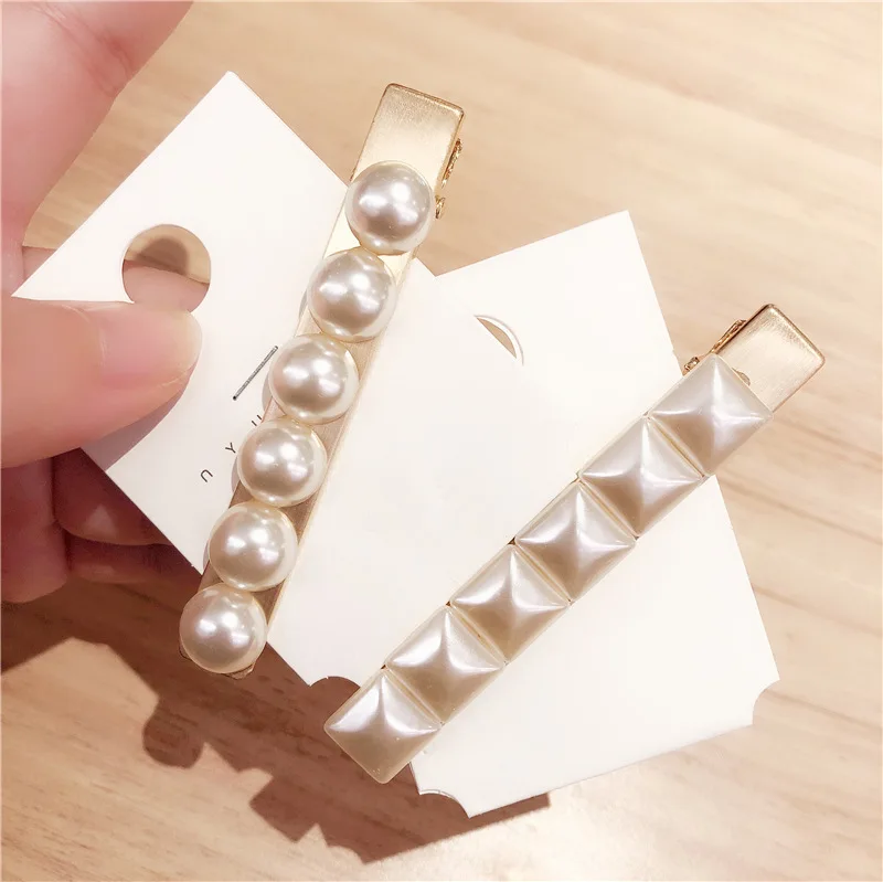 

Korea Fashion pearls Hair Clip Barrettes for Women Girls Pearl Round square geometry Hair clips Hairpins Hair Accessories
