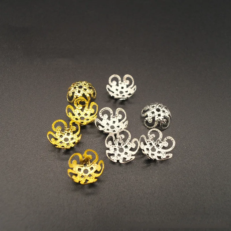 100 unids 10*10 мм серебро колодка полые цветок DIY расположенных Jewelry аксессуары