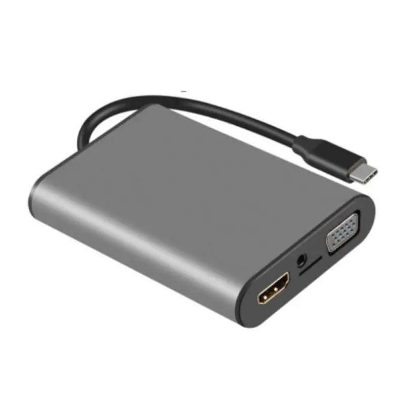 Usb-C концентратор адаптер с Hdmi 4K 30 Гц Vga аудио разъем Ethernet Rj45 Usb 3 0 слот для tf-карты
