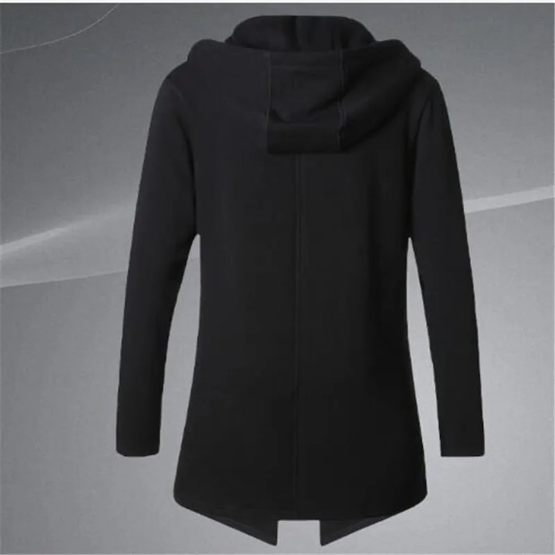 Мужское длинное пальто из хлопка и флиса на осень зиму приталенный Повседневный