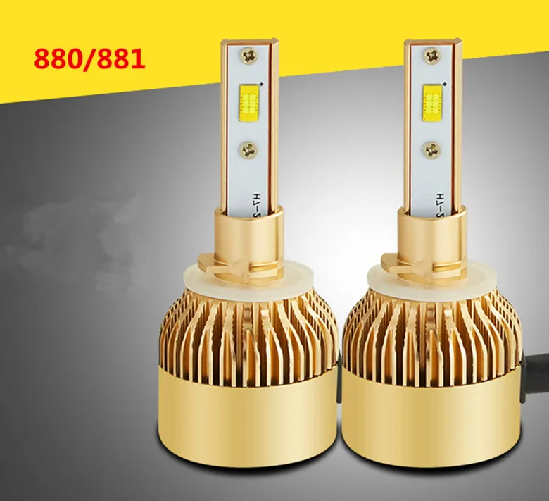 

2pcs COB 880/881 P6 Bulb Headlamp Light Golden Car HeadLight Bulbs 6000K Led lamp