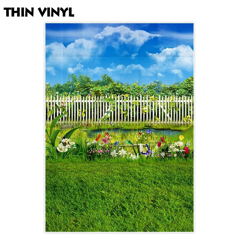 Allenjoy весенний фон для фотосъемки сад голубое небо пышное облако цветы деревья