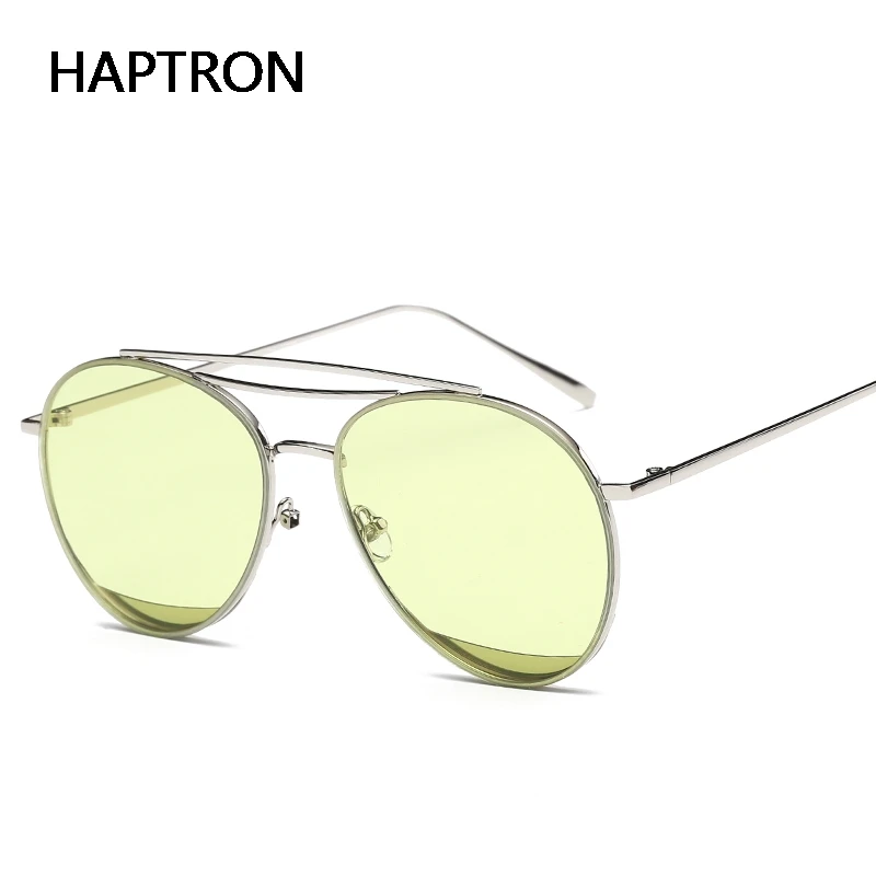 

HAPTRON Sexy Ladies Round Sunglasses Women Fashion Clear Pink Eyewear Metal Frame Sun Glasses For Female UV400