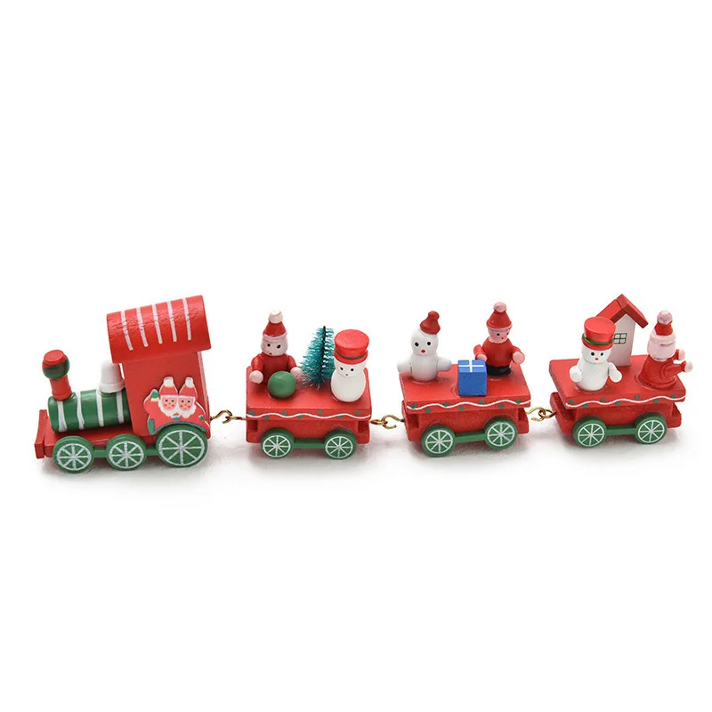 Снеговик Санта Клаус деревянный поезд Рождественский подарок обеденный Декор