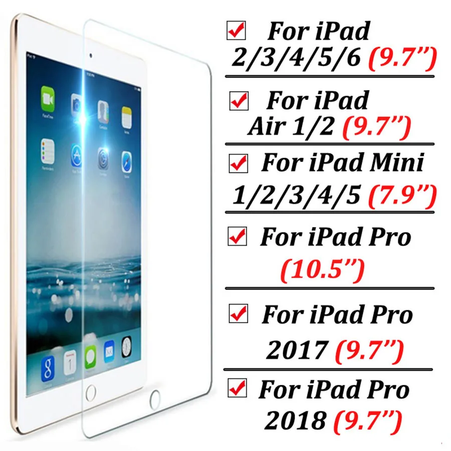 Защитное стекло для ipad на мини 1 2 3 4 5 Air Pro 9,7 защита экрана 10,5 Air1 Air2 7,9 дюймов закаленное стекло 9h