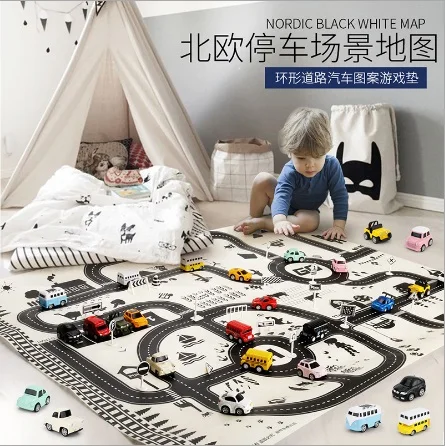 

Nordic 130*100 Enlarged Children's Parking Map Car Walkman Play Mat Toys