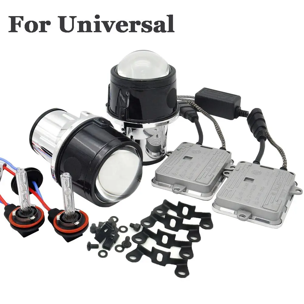 for Universal 2,5 дюймов HID Bi xenon(би ксенон противотуманный прожектор объектив с 55 Вт AC H11 xenon kit для универсального/Ford/Toyota/Nissan Автомобильные фары усовершенствованная лампа - Цвет: for Universal