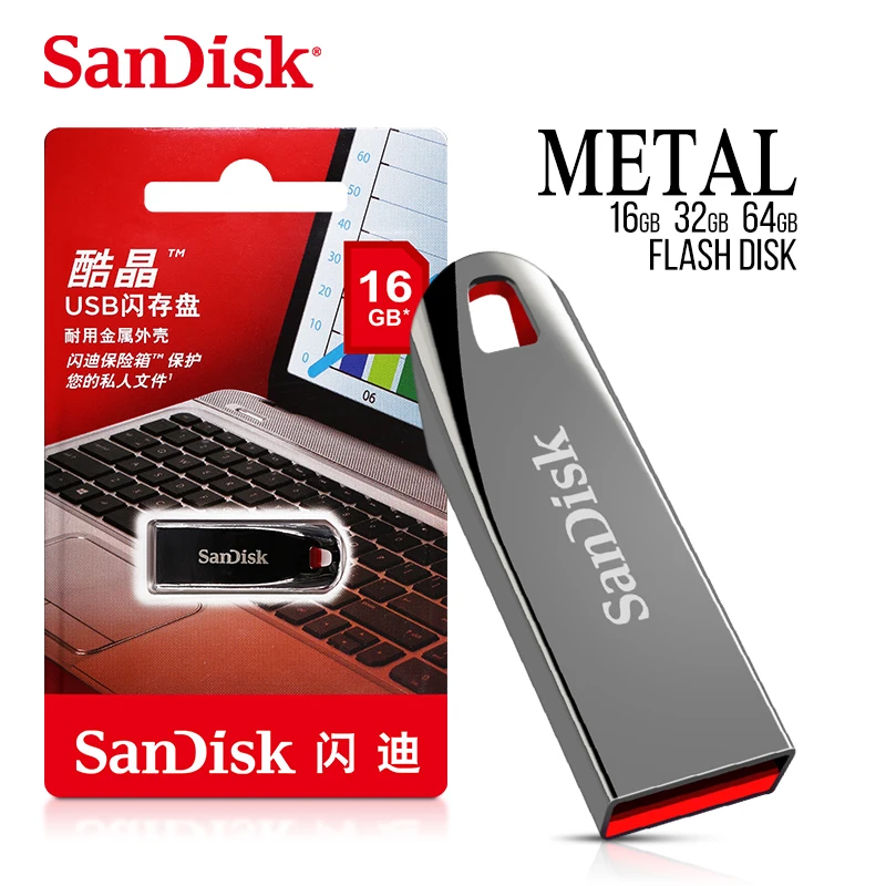 Genuine SanDisk CZ71 USB Flash Drive 64GB 32GB 16GB Pen Drive USB 2.0 Original Support Official Verification Pendrive