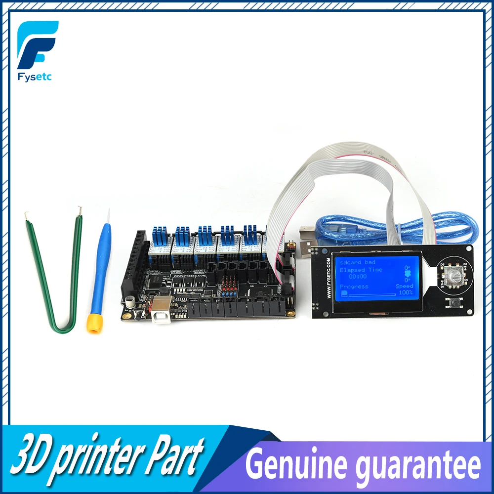 

FYSETC F6 V1.3 плата + MINI12864 ЖК-дисплей mini 12864 + 6 шт. TMC2208 V1.2 Драйвер шагового двигателя для использования UART Летающий провод