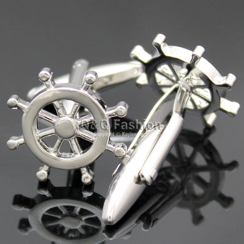 Men Silver Plated Rudder Helm Nautical Ship Yacht Shirt Cufflinks Wedding Groom Gift Jewelry New | Украшения и аксессуары
