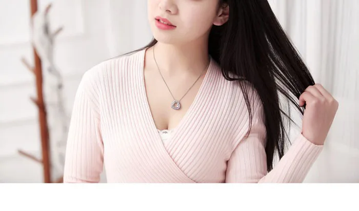 2018 горячие женские элегантные Двойное сердце белый кристалл горный хрусталь