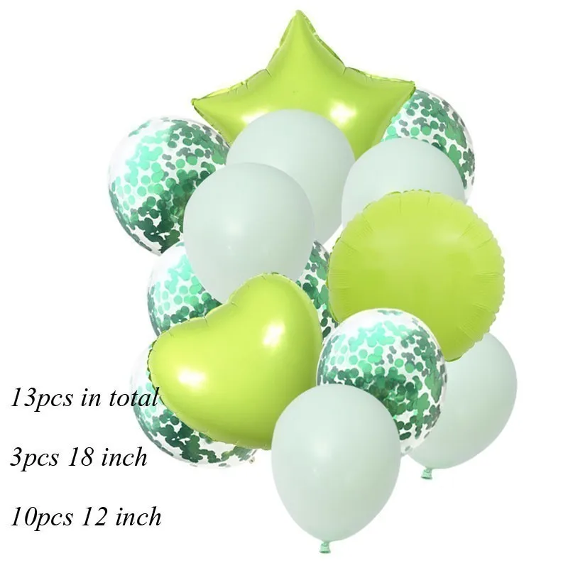 13PCS Green 1 компл. Джунгли вечерние дикие милые животные воздушные цифры с днем рождения баннер для ребенка душ день рождения для вечеринки в стиле сафари поставки - Цвет: 13PCS Green