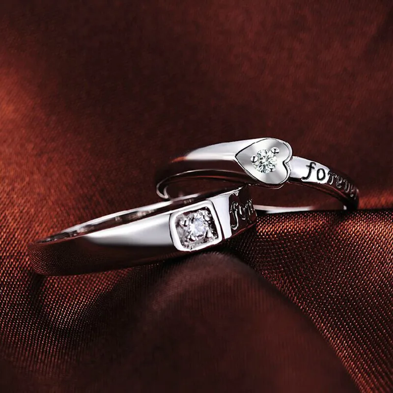 Романтические парные Кольца Сердце Циркон изменяемые мужские и женские кольца