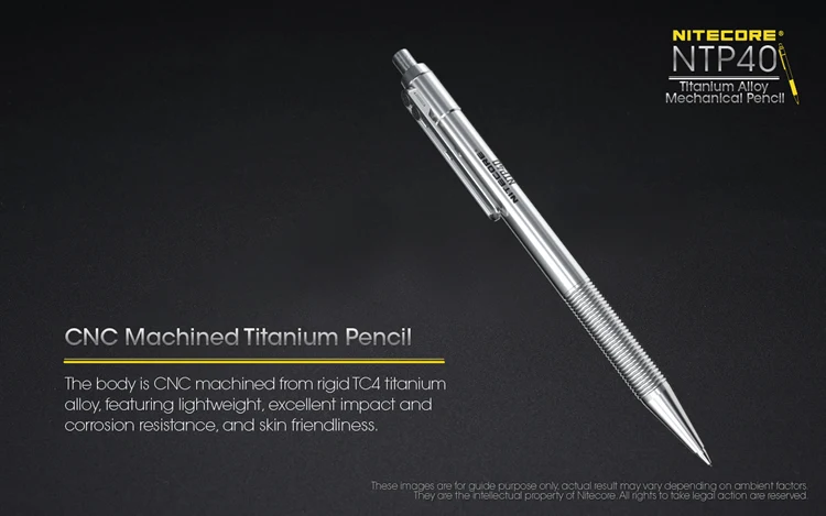 Nitecore NTP40 исключительный эскиз титанового сплава механический карандаш для самозащиты инструмент из титанового сплава для рисования