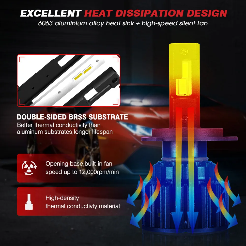 NOVSIGHT Автомобильный светодиодный светильник H4 H7 H8 H9 H11 9005/HB3 9006/HB4 100 Вт 20000LM 6000K |