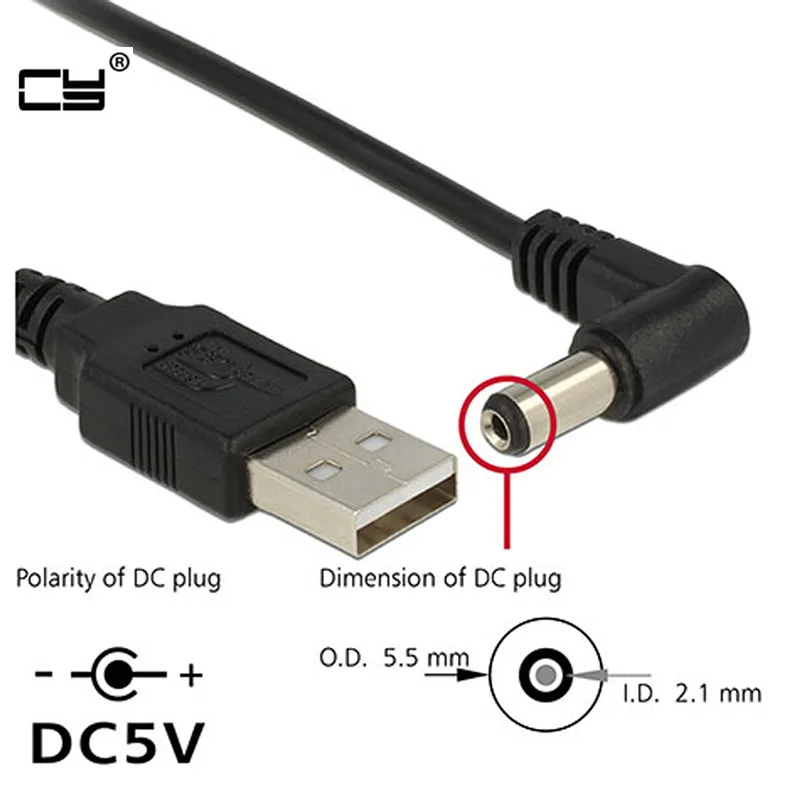 1 шт. USB штекер на 5 мм/2 мм 5*2 DC Цилиндрический разъем питания короткий кабель